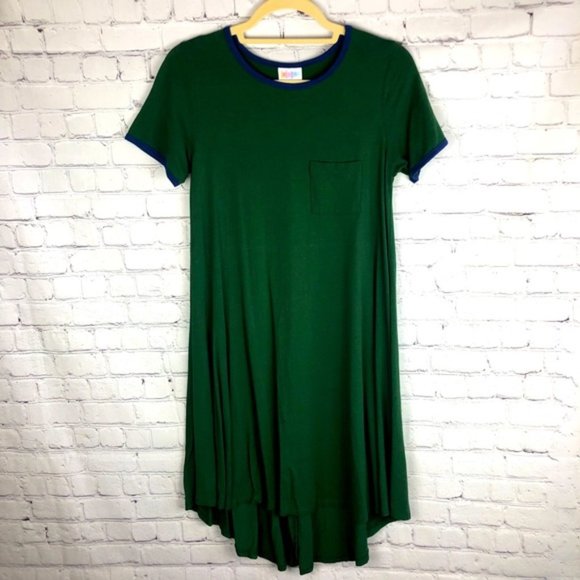 LuLaRoe Dresses & Skirts - LulaRoe Carley Hunter Green with Blue neck trim 3X